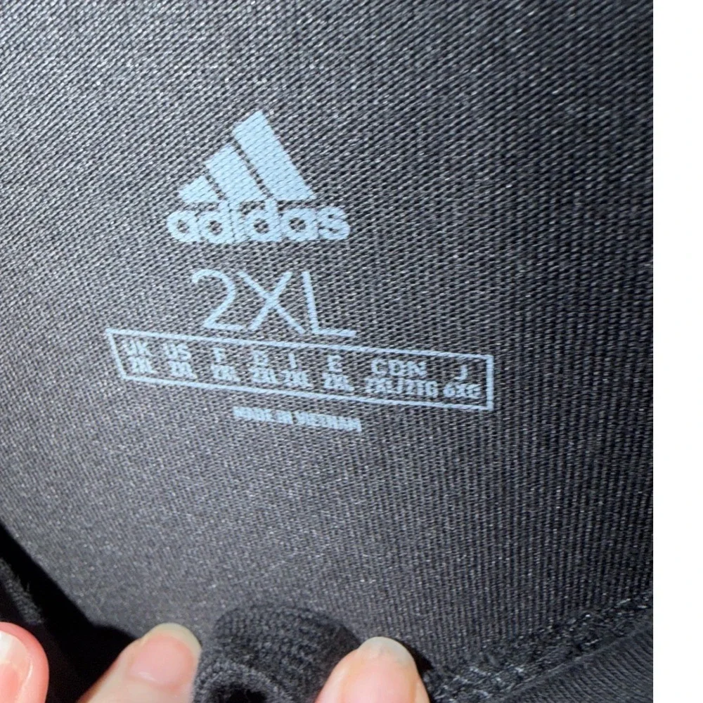 Adidas‎ Mens 2XL Black White Badge of Sport Logo Long Sleeve Hooded Tee Shirt